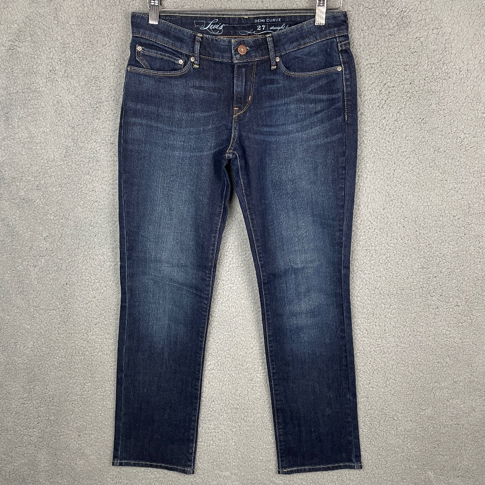 LEVI'S Jeans Womens 27x30 Demi Curve Straight Leg Dark Wash 8.5 Rise Stretch